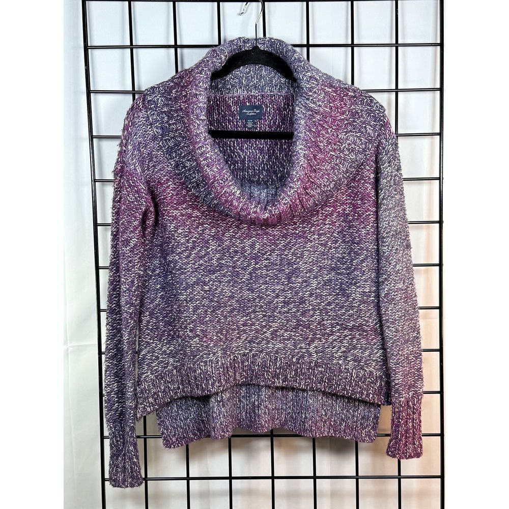 American Eagle‎ Ombre Knit Cowl Neck High Low Sweater Womens XS Purple Gorpcore